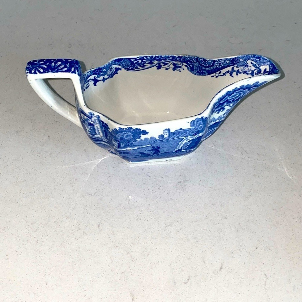 Copeland Spode's Italian Blue Gravy Boat Sauce Server England Transferware